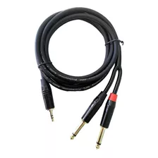 Cable De Audio De Plug Trs 3.5mm A Dual Plug 6.5mm 2m