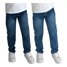 Kit 2 Calça Jeans Infantil Juvenil Lycra Menino 4 Ao 16
