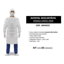 20 Unidades Avental Cirúrg Tnt Gr30 Descart M/l Com Anvisa