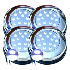 04pçs Luminária Led Piscina Lago 12v Ip68 15w Frio 6500k 1/2