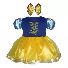 Vestido Infantil Branca De Neve Mesversario C/laço