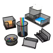 Kit Organizador Mesa Escritório Aramado Porta Trecos 6 Peças