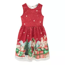 Vestido Natalino Infantil Menina Princesa Com Strass