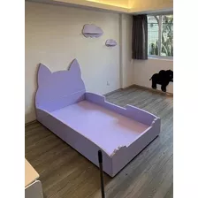 Cama Para Niña Con Diseño De Gatito Con Colchón Incluido