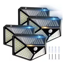 4 Pzs Lámparas Solar 100 Leds, 3 Modos C/ Sensor Contra Agua