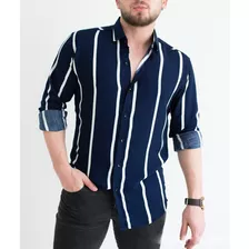 Camisa De Manga Larga A Rayas Casual Clásica Para Hombre