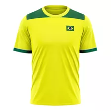 Camiseta Braziline Terena Brasil Masculino - Amarelo E Verd