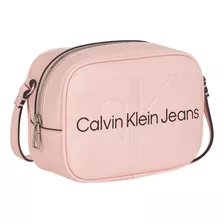 Bolsa Ck Para Mujer K60k610275 Acabado De Los Herrajes Níquel Color Pale Conch Correa De Hombro Rosa Diseño De La Tela Liso