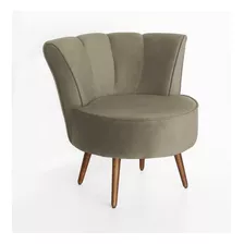 Poltrona Pérola Decorativa Pés Palito Suede Cores Cor 1003 Suede Nude