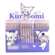 Set 12 Lápices Kuromi Tinta Gel Negra Sanrio Kawaii