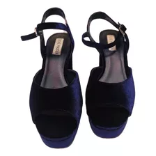 Sandalias Steve Madden Terciopelo Azul T.38 -impecables-