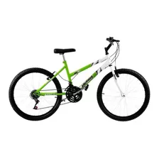 Bicicleta De Passeio Ultra Bikes Bike Aro 24 Bicolor 18 Marchas Freios V-brakes Cor Verde-kawasaki/branco