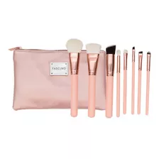 Brochas Set X8 Fascino Make Up Pink Gold Color Rosa