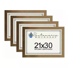 Kit 4 Molduras Porta Diploma Certificado A4 21x30 Dourado Cor Dourado-escuro Liso