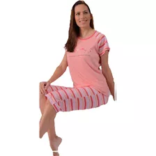 Pijama Mujer Mang. Corta Pant. Capri Talle Grande Nina (603)