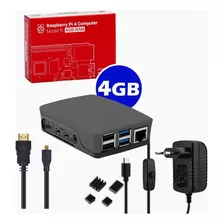 Kit Raspberry Pi 4 B 4gb Fonte Case Oficial Microhdmi Basic