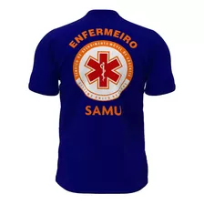 Camisa Camiseta Manga Curta Enfermeiro Samu Masculina Azul