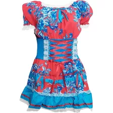 Vestido Festa Junina N10 Caipira Estampado C/calça Infantil