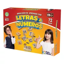 Jogo Brincando De Aprender Letras E Números 72 Peças Madeira