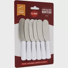 Mini Espátula Manteiga Patês Geléias Inox C/6 Unidades Clink Cor Branco