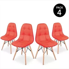 Pack 4 Sillas Eames Acolchada Comedor Escritorio