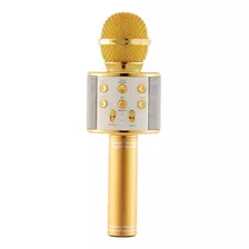 Micrófono Inalámbrico Bluetooth Gold Ws-858 Con Altavoz De Color Dorado