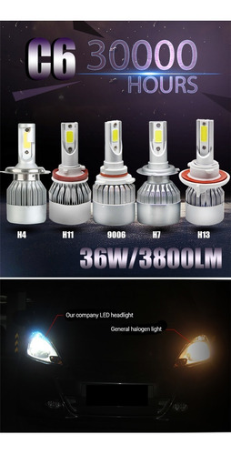 Kit Focos Led  C6, Cyborg, H3, H7, H11, 9005, 9006  Foto 2