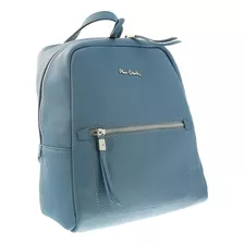 Pierre Cardin Blue Leather Classic Medium Mochila De Moda Pa