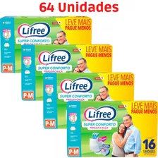 Fralda Geriátrica Lifree Tamanho P/m Kit C/ 64 Unidades