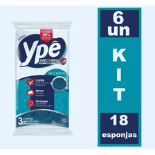 Kit 6 Esponja Antibac Ypê Não Risca 18 Un Formato Anatômico