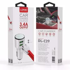 Cargador Para iPhone De Auto Ldnio Dl-c29 2 Usb 3.4a Con Cable