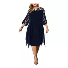 Elegante Vestido De Fiesta Suelto Mujer Encaje Talla Extra L