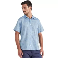 Camisa Colcci Manga Curta Relax Logo Azul Claro Mescla