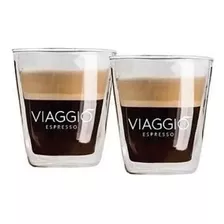 Pack 2 Tazas De Vidrio Doble Pared Viaggio 80ml