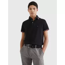 Polo 1985 Ribeteado Negra Slim Tommy Hilfiger De Hombre