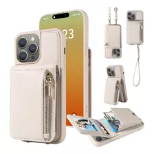 Funda De Piel Con Cremallera Para iPhone 14 Pro