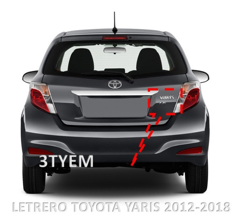 Letrero Trasero Toyota Yaris 12 13 14 15 16 17 18 19 Foto 2
