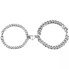 Pulsera Pareja Amigos Iman Dije Corazon Para Compartir Acero