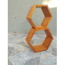 Repisa Madera De Pino - Hexagonal