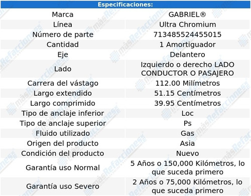 Amortiguador Gas Conductor O Pasajero Del Windstar 99-04 Foto 2