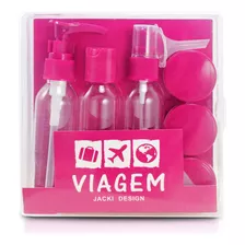 Kit Viagem 9 Frascos Porta Shampoo Condicionador Higiene Cor Pink
