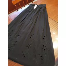 Pollera Awada Negra Con Calado T S-m