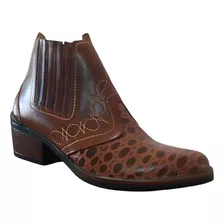 Bota Country Cowboy Botina Salto Alto Carrapeta Peao Rodeio