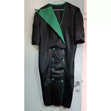 Vestido Embarazada,en Raso Negro. Talle 42/44. Diseño Excl.