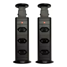 Kit 2 Torres De Tomada Multiplug 3 Tomadas Bivolt Cor Preto