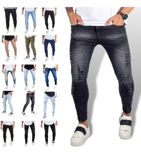 Calça Masculina Jeans Skinny Ziper Com Lycra Linha Premium
