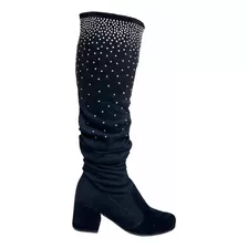 Botas Bucaneras Jean Elastizadas Strass Brillos Botas Largas