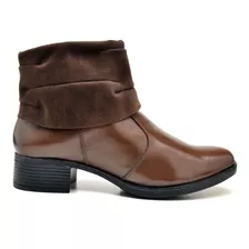 Bota Feminina Coturno Couro Legitimo Cano Curto Inverno