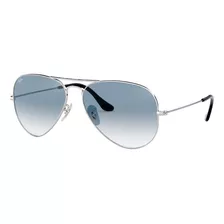 Anteojos De Sol Ray-ban Aviator Gradient Small Con Marco De Metal Color Polished Silver, Lente Light Blue De Cristal Degradada, Varilla Polished Silver De Metal - Rb3025