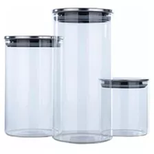 Conjunto De Potes De Vidro 3 Peças 300ml / 1000ml / 1500ml